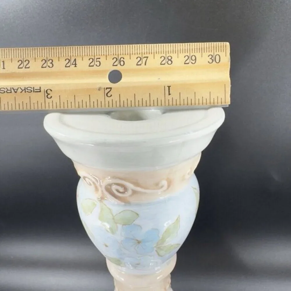 Tracy Porter Hand Painted Pillar Candle‎ Stick Holder Set Ceramic Caldecott